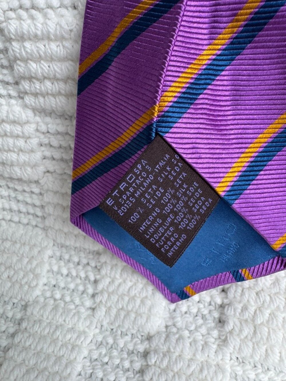 ETRO Milano Purple Striped Silk Tie Made Italy NWT Designer Necktie - Picture 3 of 6